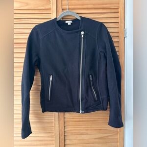 GAP Women's Black Asymmetrical Moto Sweatjacket